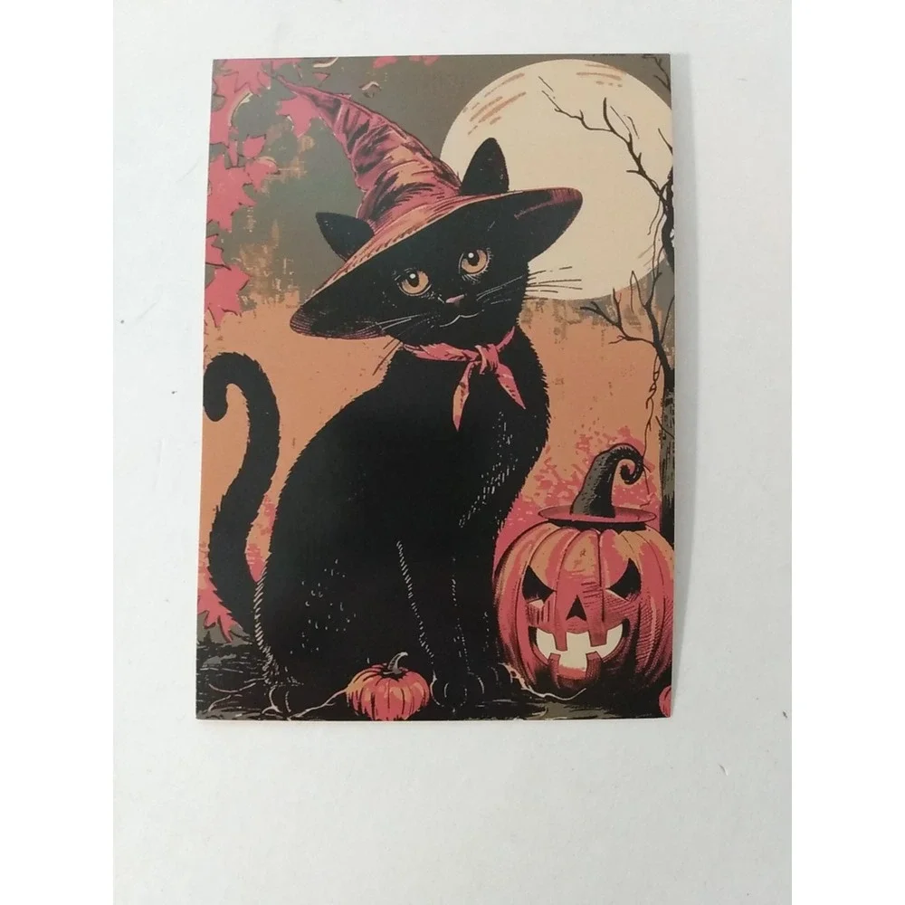 11 Halloween Postcard Lot Retro Witch Pumpkin Bat Skeleton Cat Reproduction NEW